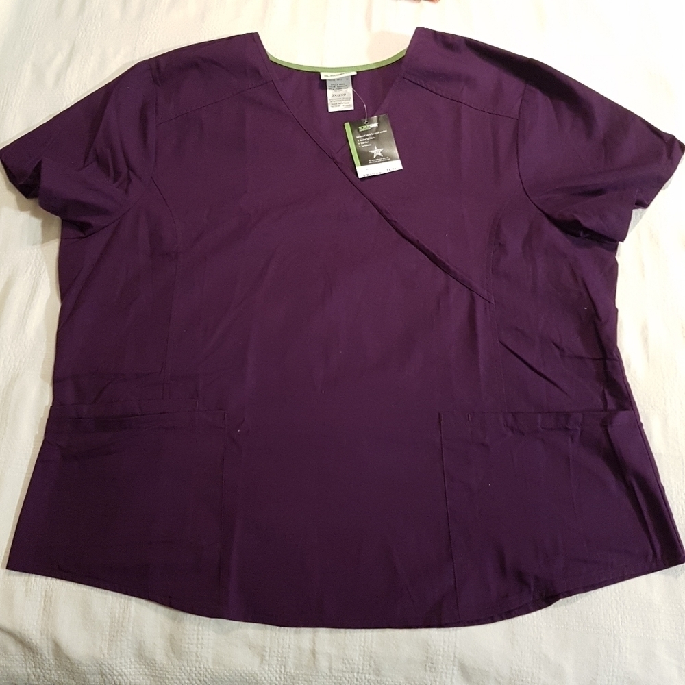 Scrubstar women's size 2X purple scrub top uniform top, New tags attached